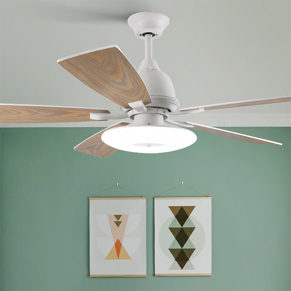 52 Inch Creative Nordic Retro Ceiling Fan Lamp with Light Source Remote Control - Dazuma