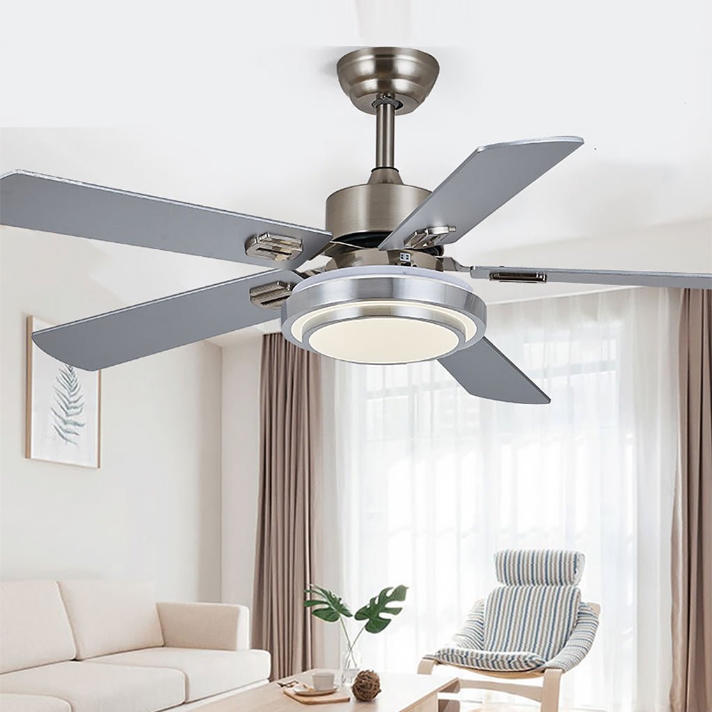 52 Inch Nordic Remote Control Frequency Conversion Timing Mute Ceiling Fan Light - Dazuma