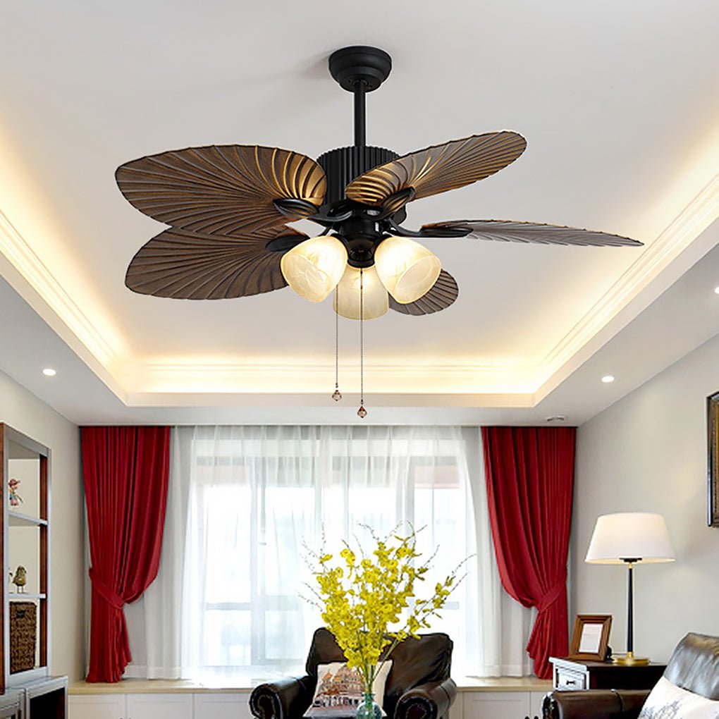 52 Inches Retro Variable Frequency Remote Control Smart Timing Noiseless Ceiling Fan Light - Dazuma