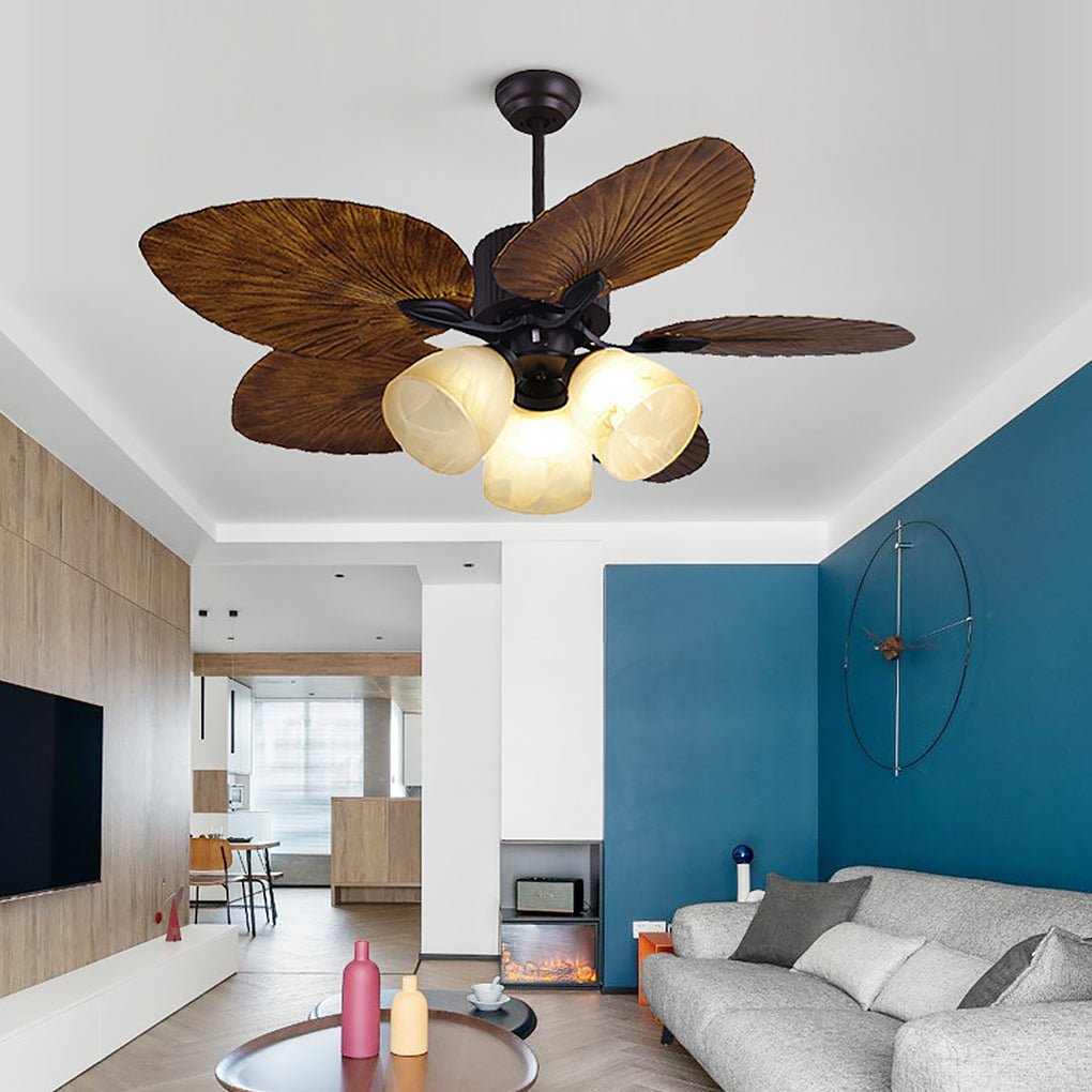 52 Inches Retro Variable Frequency Remote Control Smart Timing Noiseless Ceiling Fan Light - Dazuma