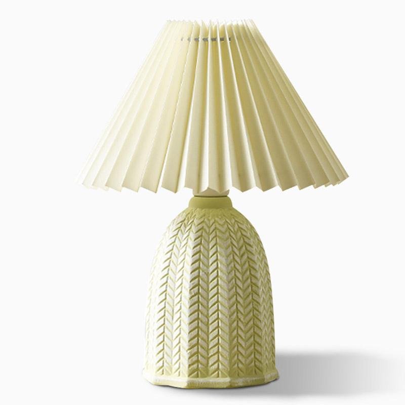 Vintage Tapered Pleated Linen Shade Ceramic 1 - Light Table Lamp