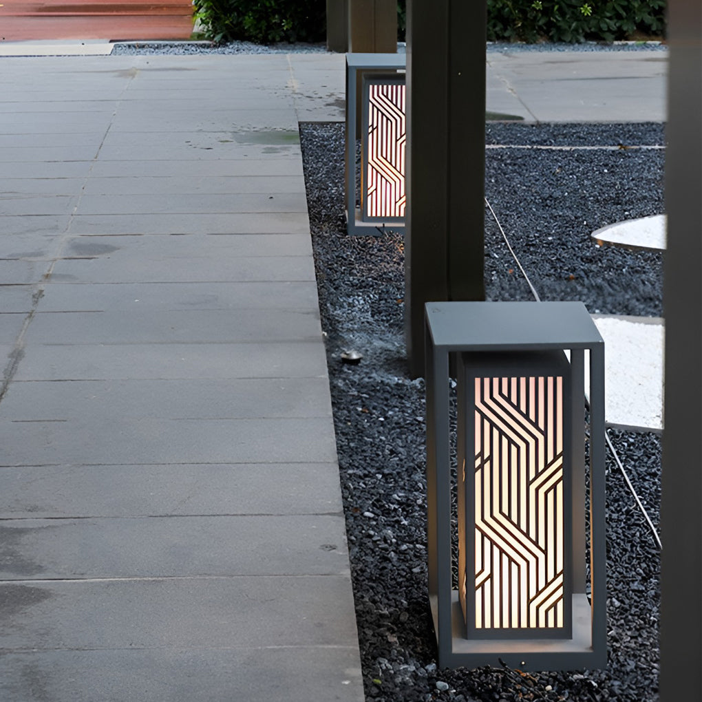 Retro Square Waterproof LED Gray Modern Outdoor Path Lights Post Lights