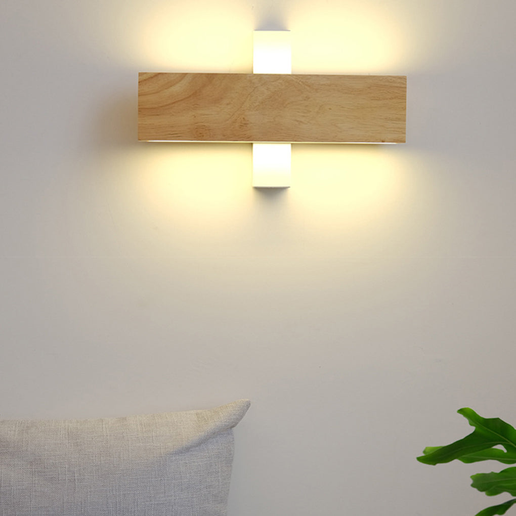 Rotatable Minimalist Rectangular Wood Led Wall Lamp Wall Lights Fixture - Dazuma