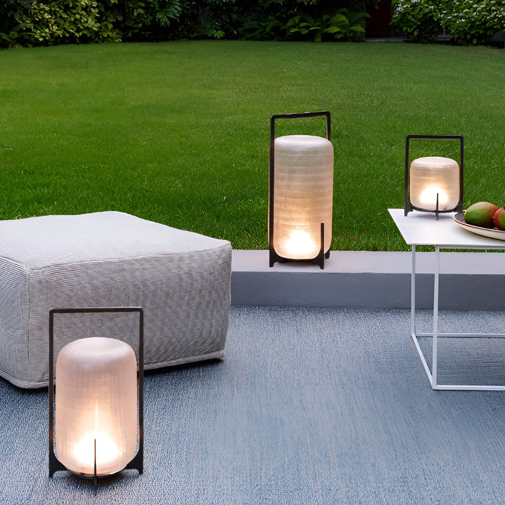 Portable Lantern Shaped Glass Waterproof LED Modern Outdoor Lights