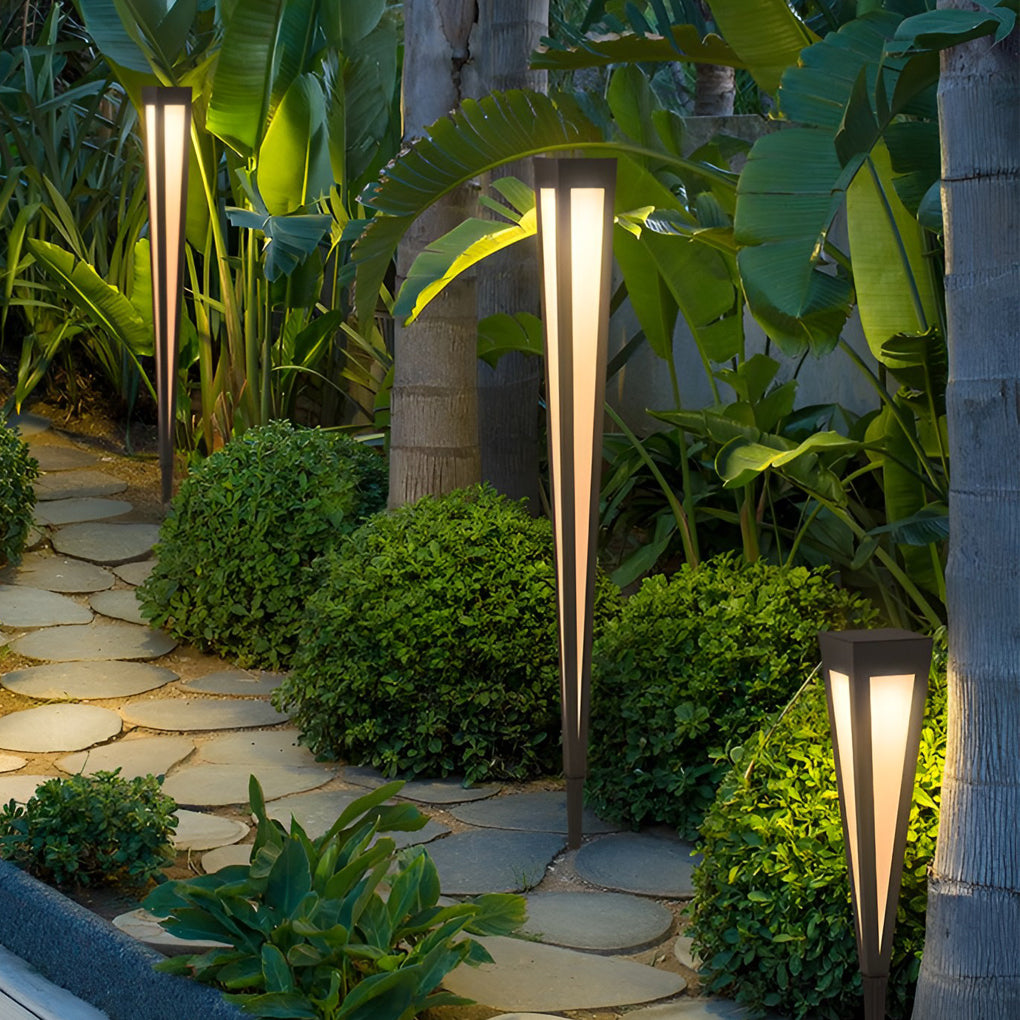 Square Conical LED Waterproof RGB Solar Lights Outdoor Pathway Lights