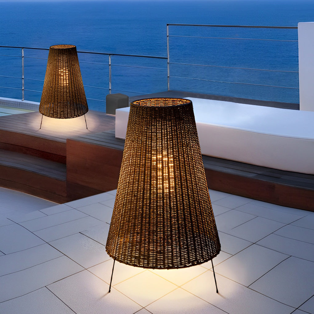 Creative Rattan Waterproof Modern LED Outdoor Floor Lamp Standing Lamp