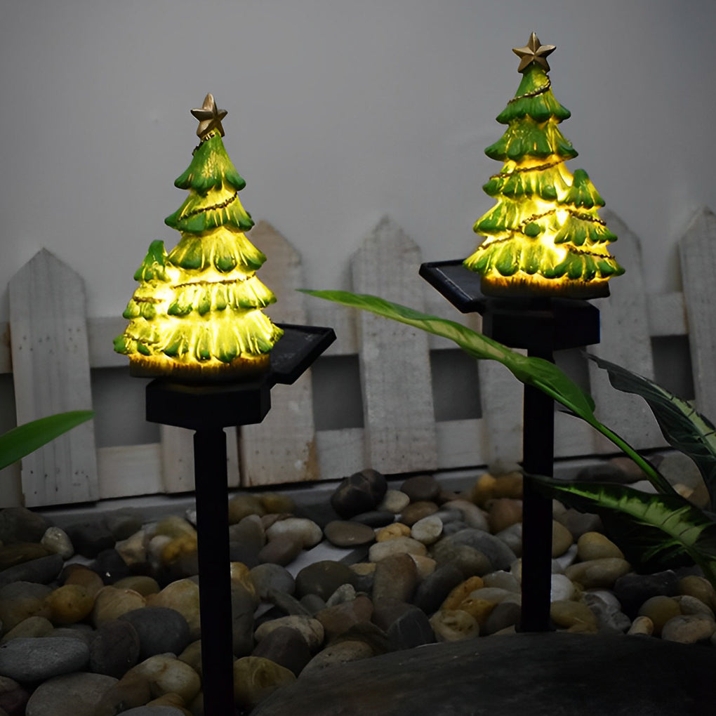 Resin Waterproof LED Christmas Tree Ground Inserted Solar Lawn Lights - Dazuma
