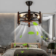 Retro Metal Black American Style Bladeless Ceiling Fans with Chandelier - Dazuma