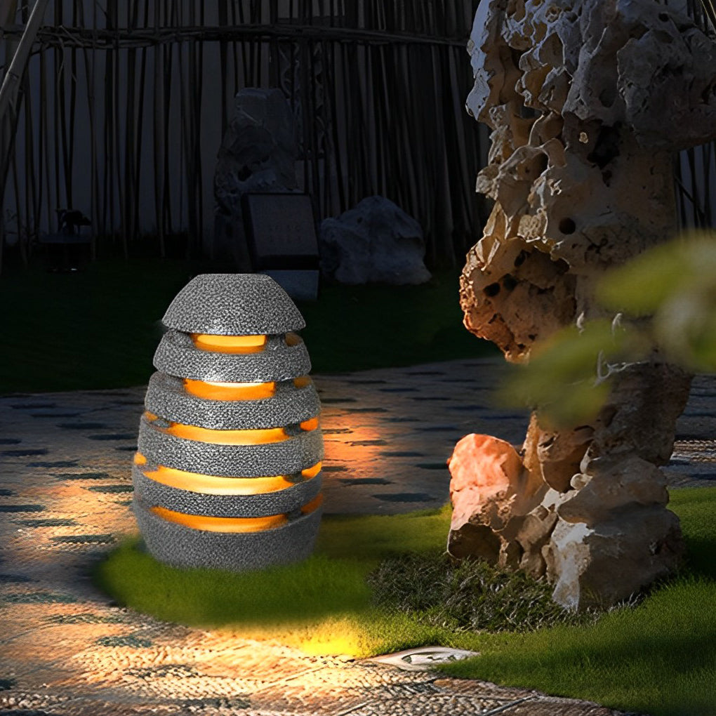 Elegant Egg-Shaped Resin Outdoor LED Lawn Light Waterproof & Modern Lighting
