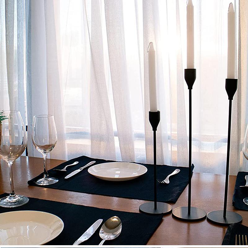 Black Candle Holders Taper Candlestick Holder Set of 3