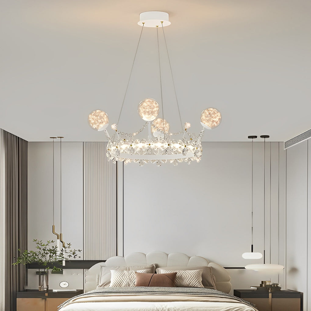 Flower Decor Crowns Crystal Glass Three Step Dimming Nordic Chandelier - Dazuma