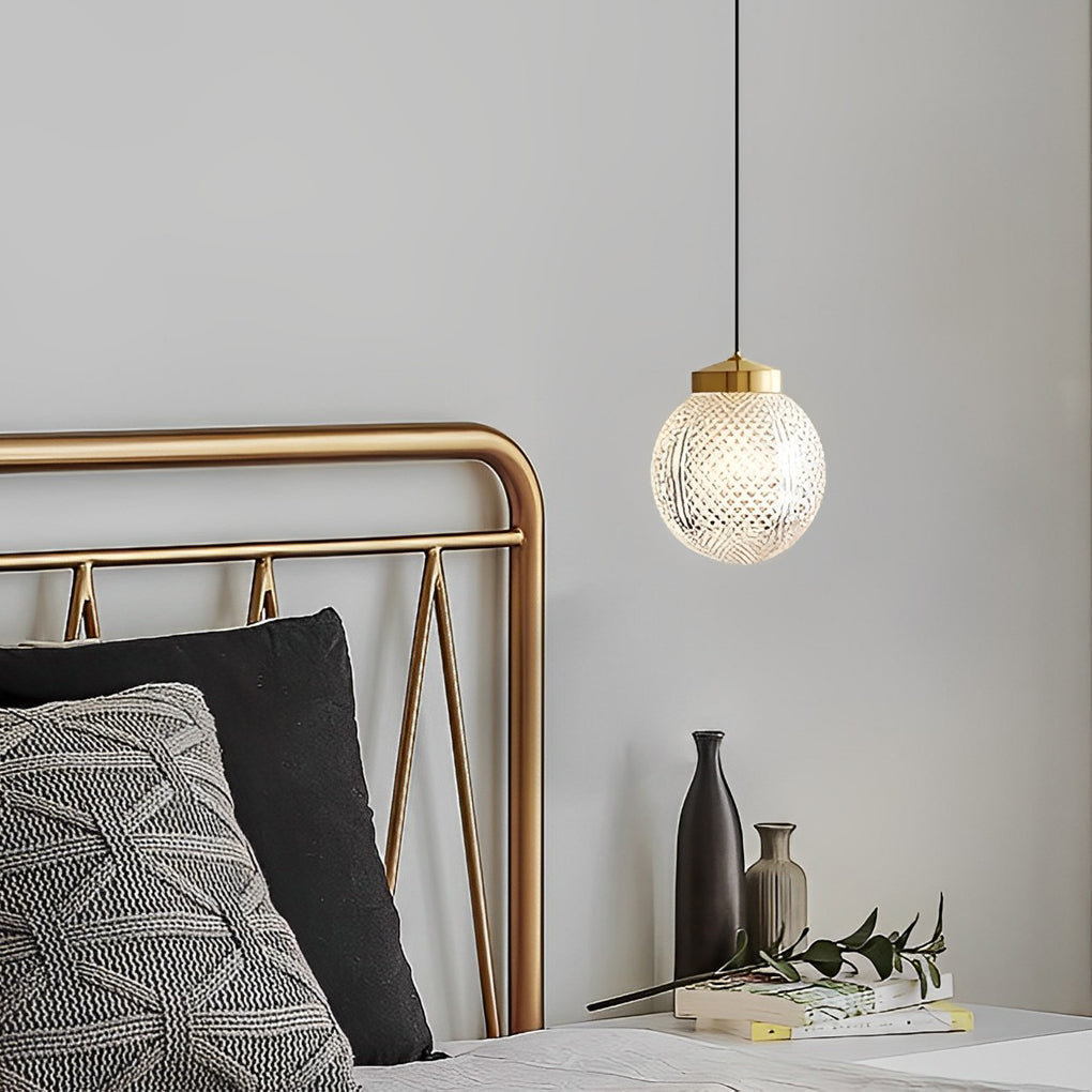 Mini Creative Pattern Round Ball Glass Brass Nordic Pendant Lights - Dazuma