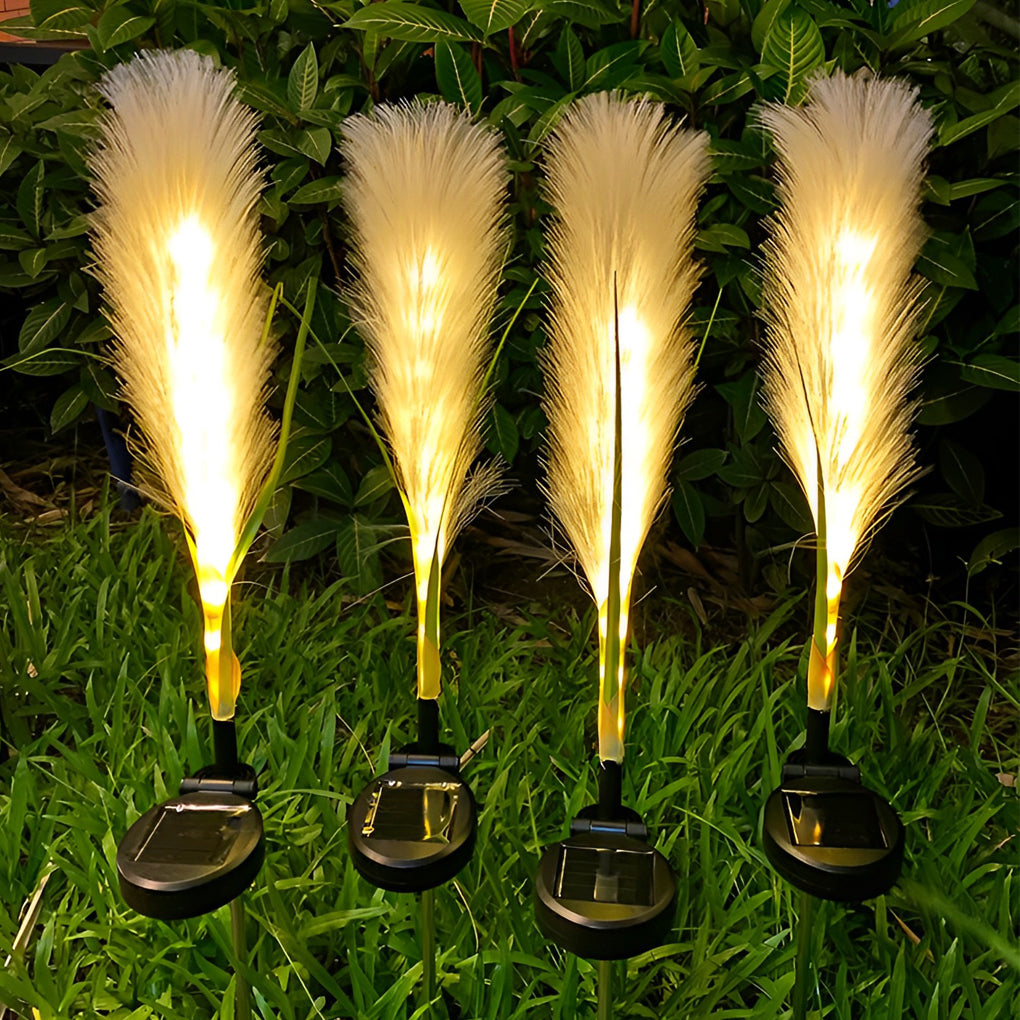 2PCS Creative Hairy Reed Decor LED Intelligent Modern Solar Lawn Lamp - Dazuma