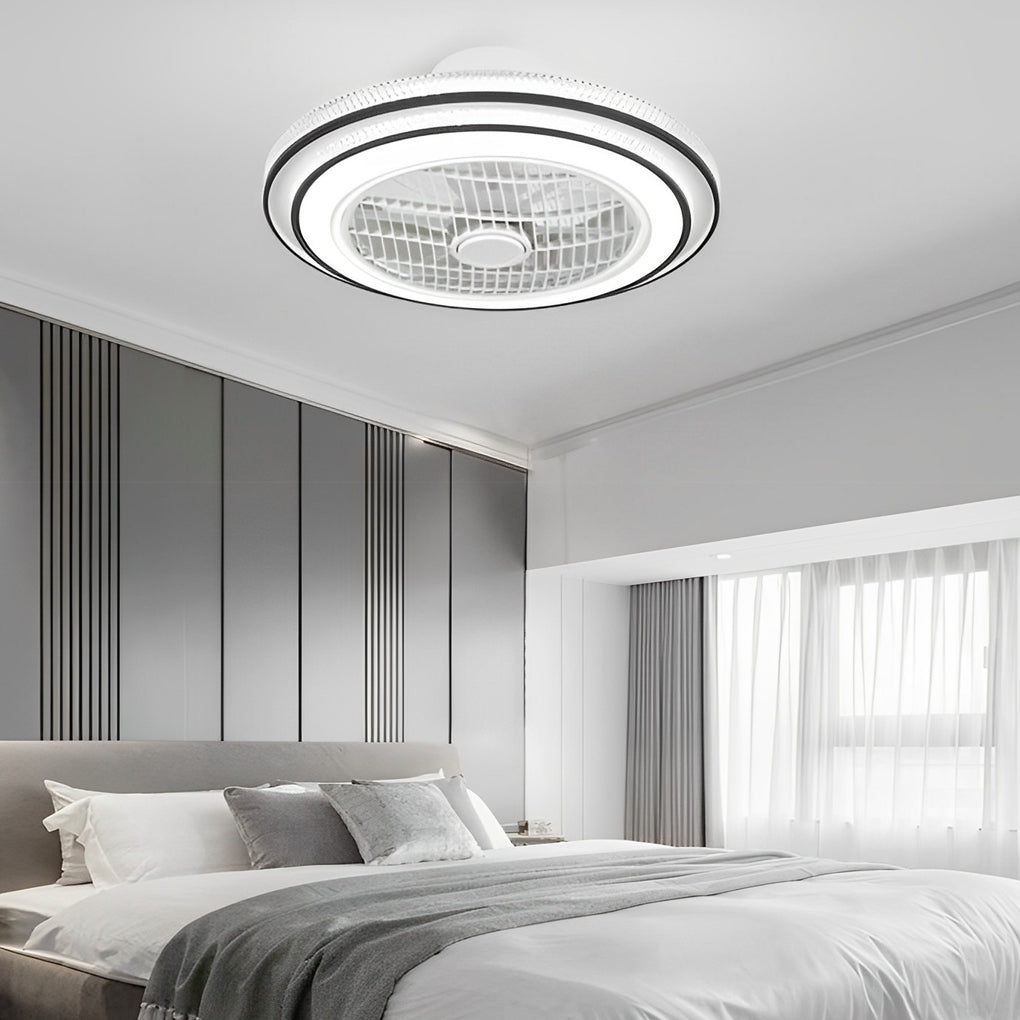 Intelligent Timing Mute LED Modern Bladeless Ceiling Fans with Light - Dazuma