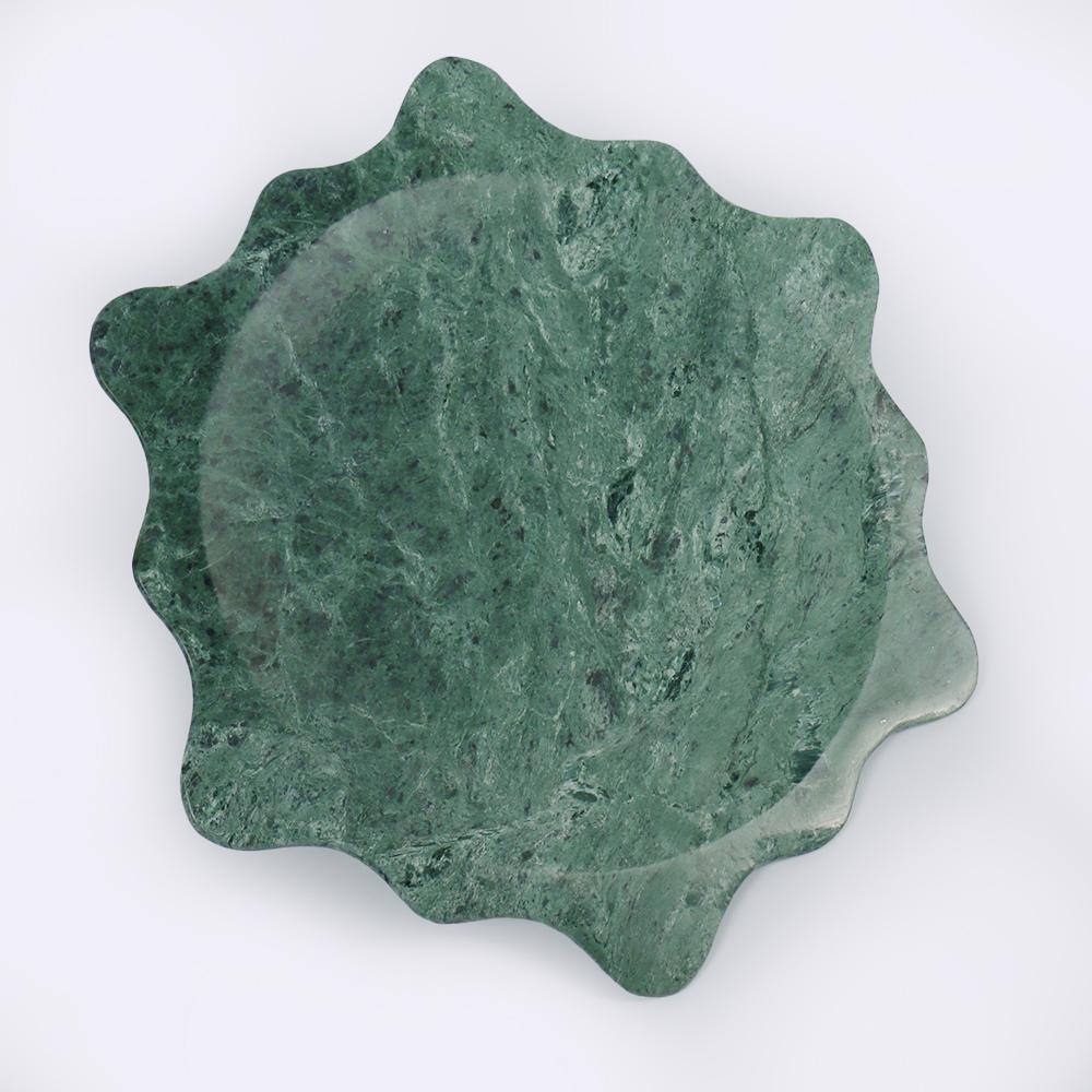 Petal Shape Marble Serving Board Green Fruit Veggie Crudites Platter