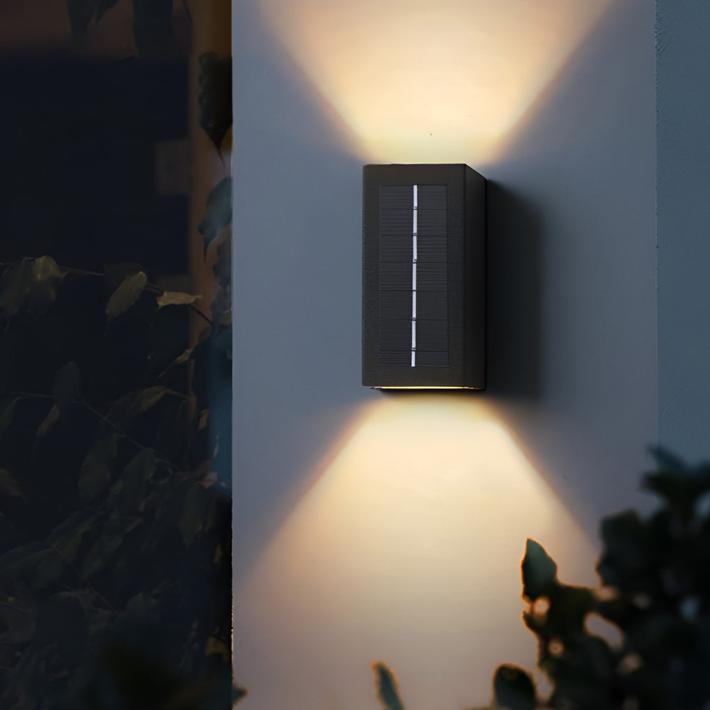 Rectangular Waterproof Up and Down Lights LED Solar Modern Wall Sconce Lighting - Dazuma