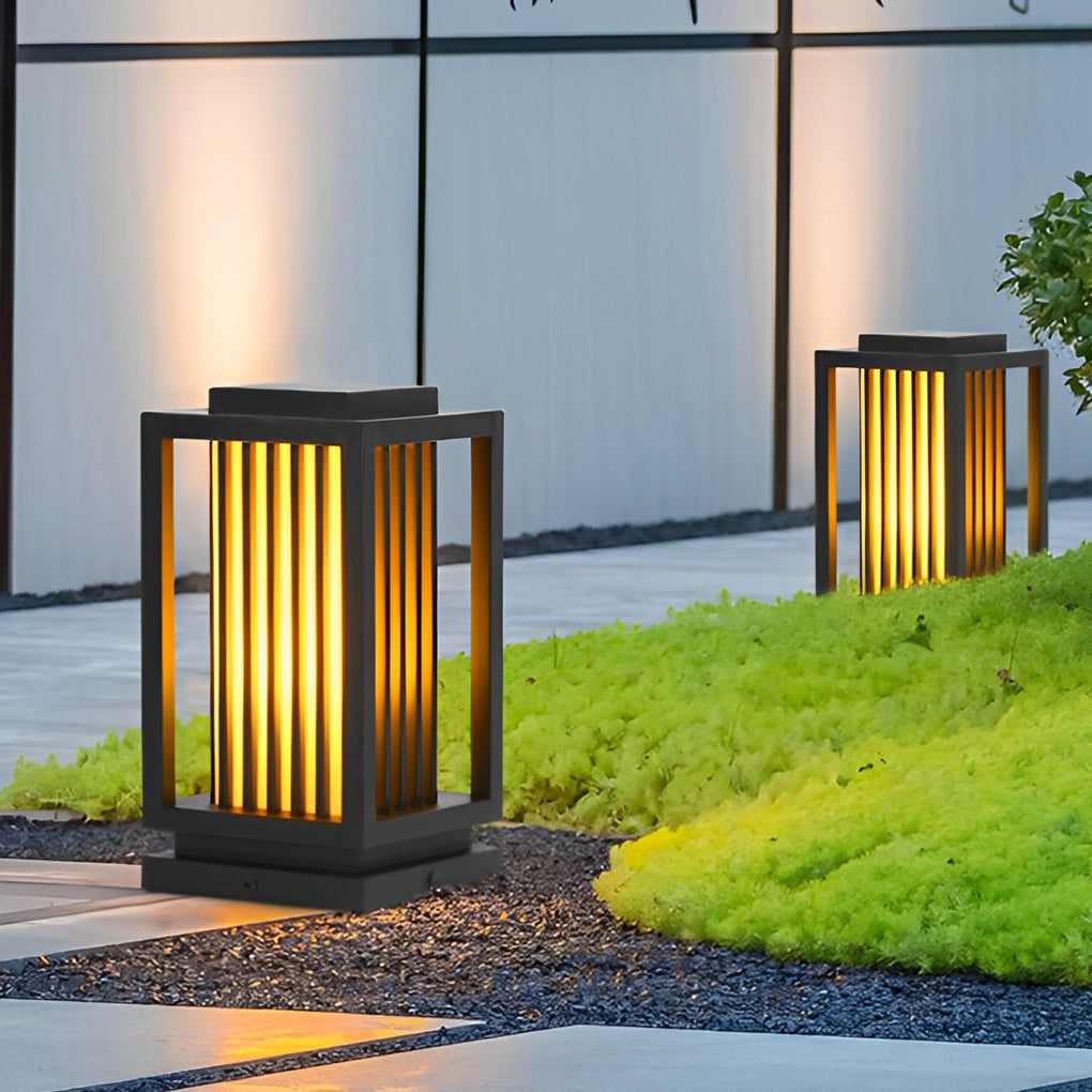 Modern Black LED Cage Pathway Lawn Lights