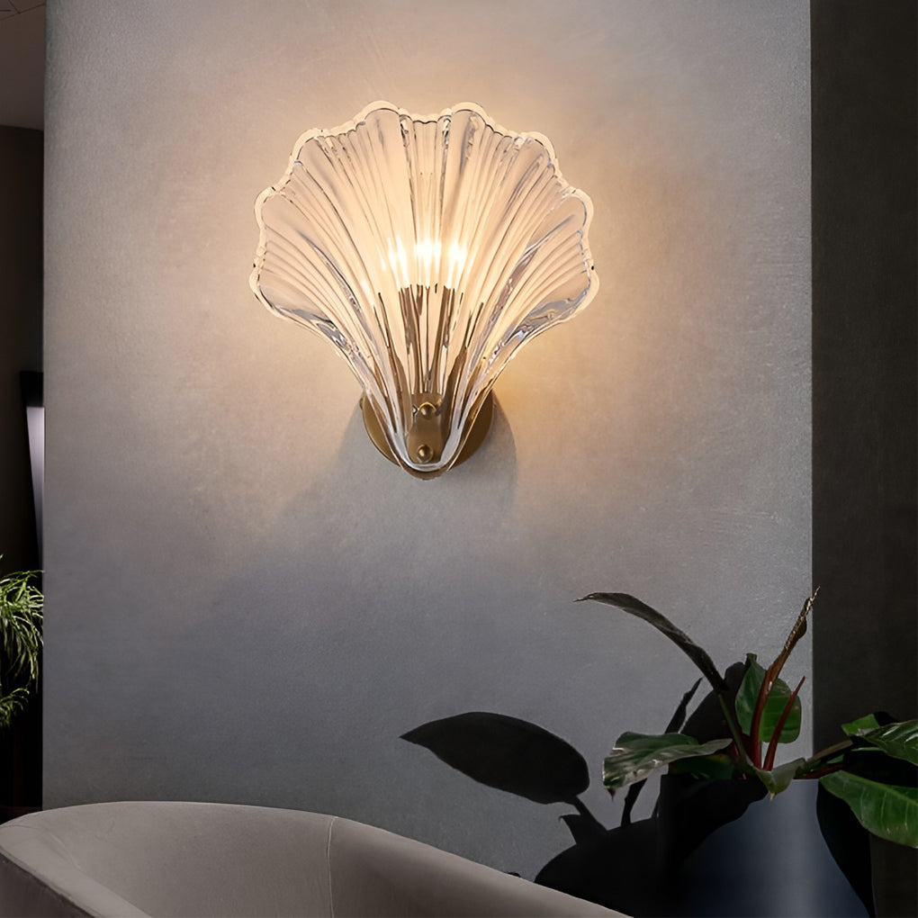 Creative Fan Shaped Glass Three Step Dimming Light LED Nordic Wall Sconce Lighting