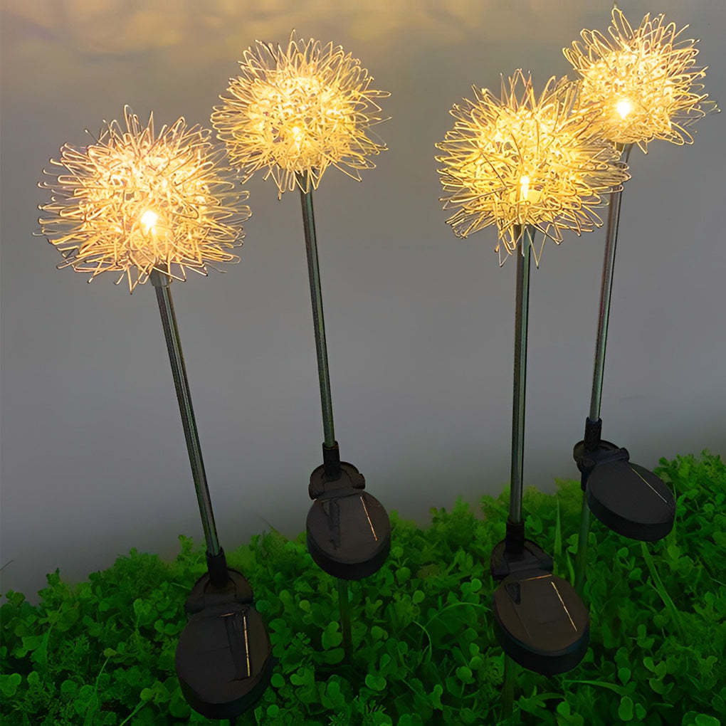 2PCS Aluminum Dandelions Flowers Decor Waterproof LED Solar Lawn Light - Dazuma
