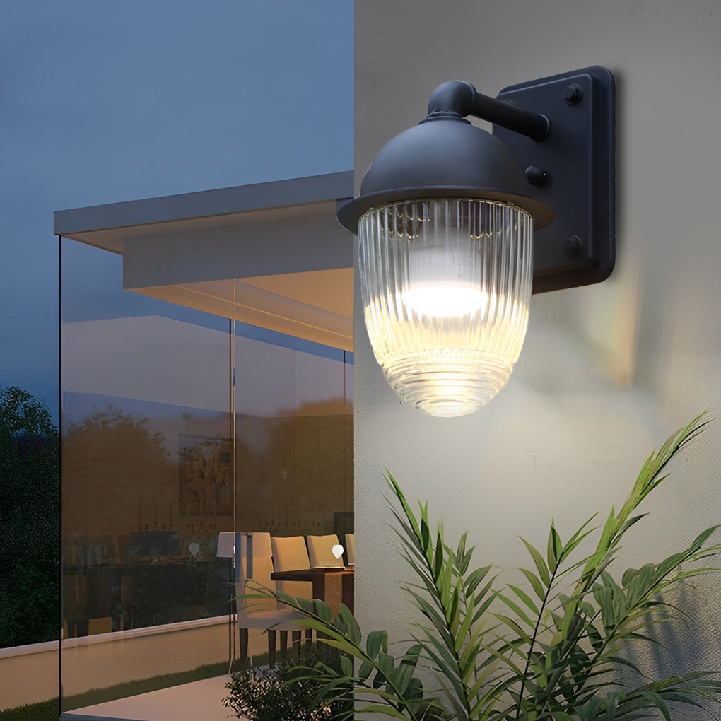 Waterproof Glass Ball Matte Black Modern Outdoor Wall Lamp Exterior Lights