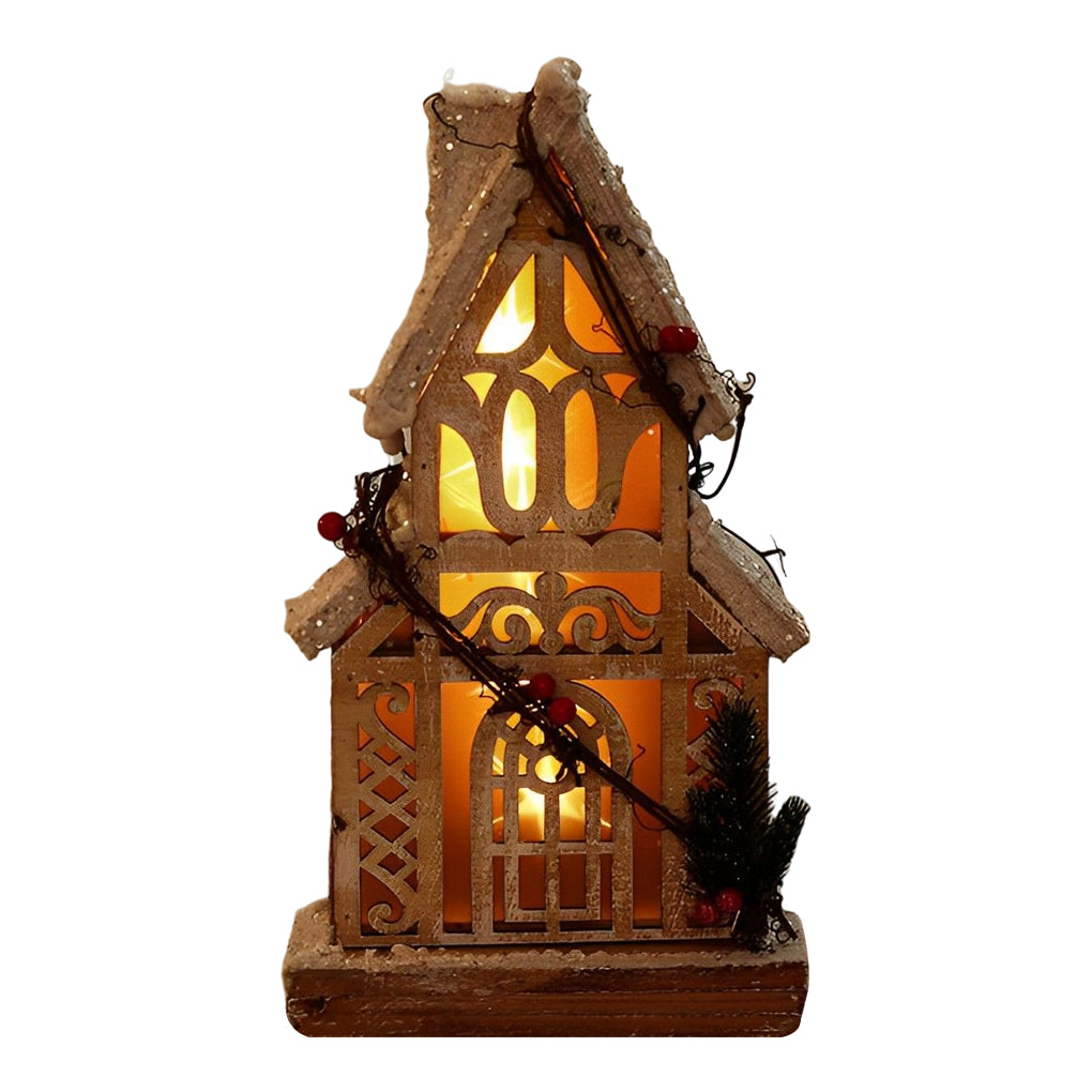 Creative Wooden Christmas Houses Village Ornaments Decoration with Lights