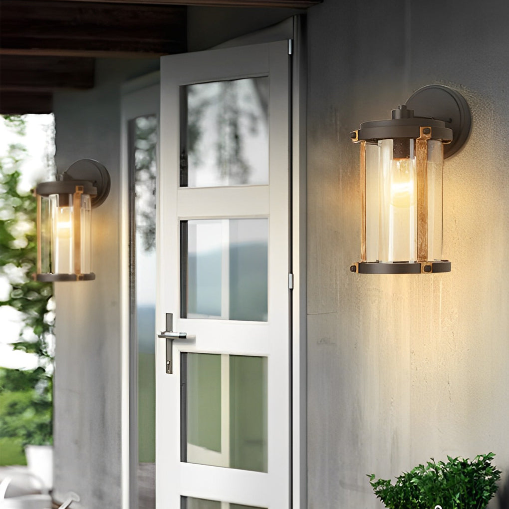 Vintage Waterproof Glass Black Industrial Style Outdoor Wall Sconces Lighting - Dazuma