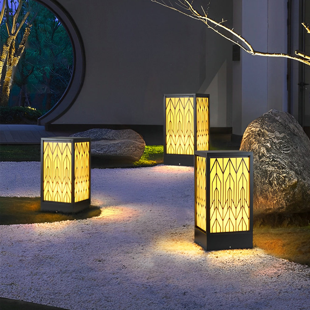 Vintage Waterproof LED Lawn Light Patterned Lampshade, Outdoor Landscape Bollard Lights