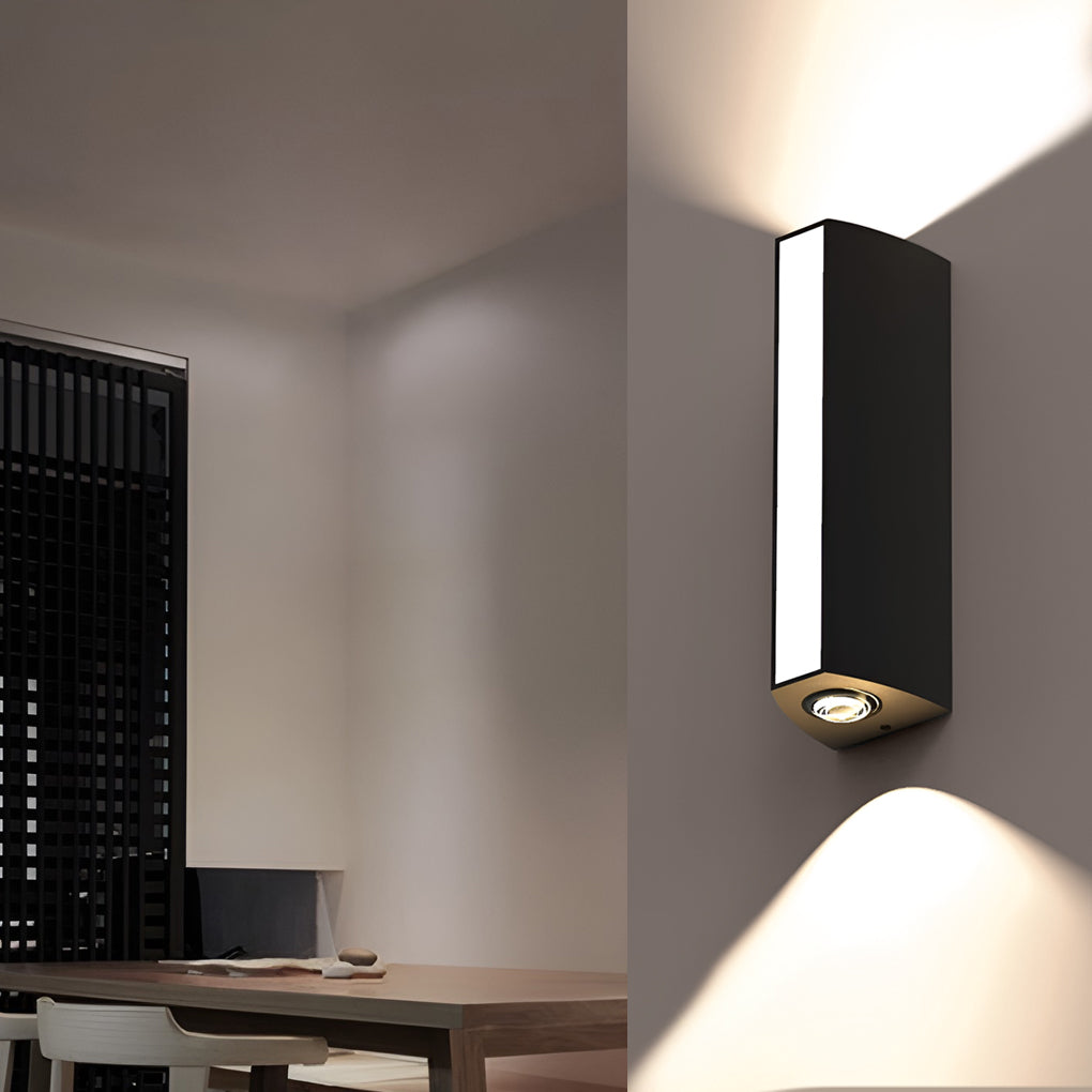 Rectangular Led Up and Down Lights Waterproof Black Modern Wall Lamp - Dazuma