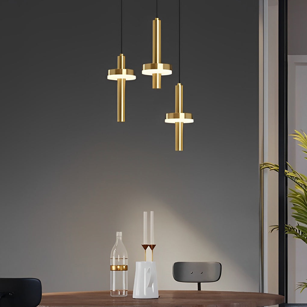 Circle Cylinder LED Gold Nordic Pendant Light Hanging Lamp Island Lights