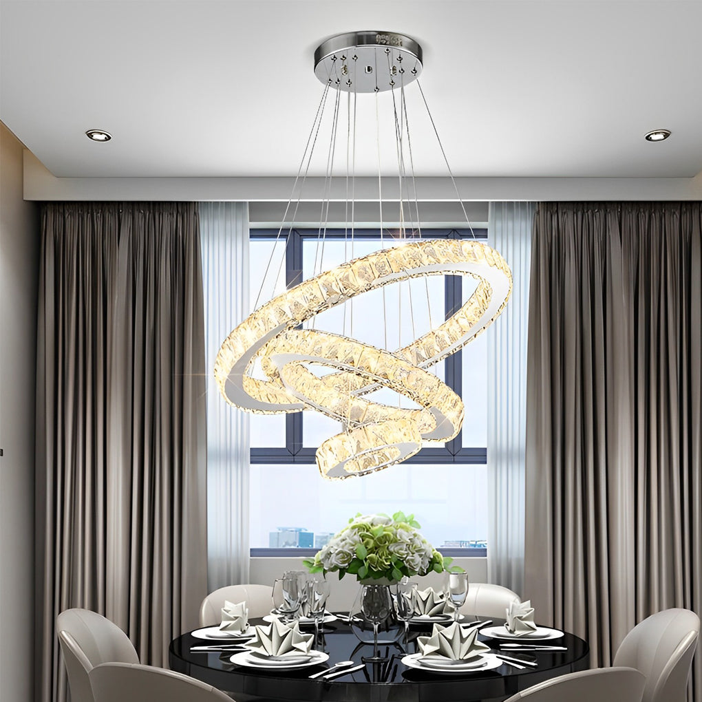 Geometrical Circle Design Modern Crystal Chandelier Metal Single Ceiling Light