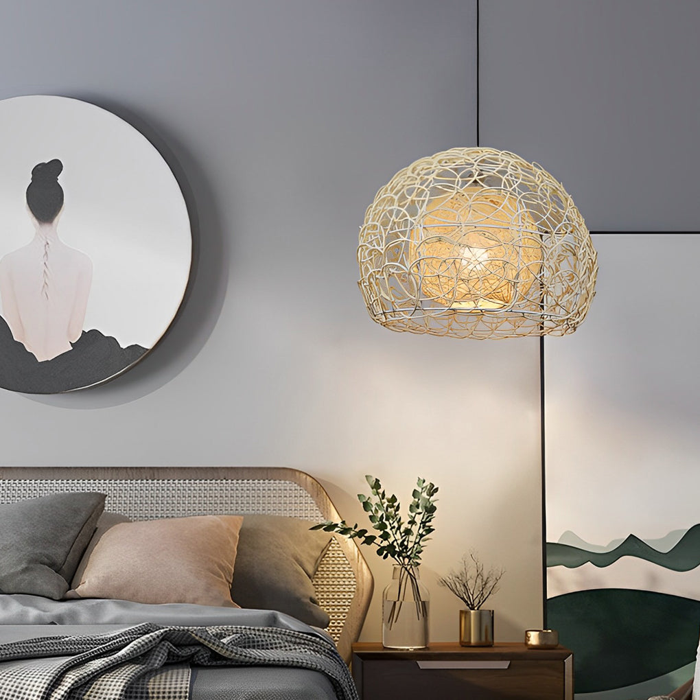 Round Double Layer Rattan Creative Ball Modern Chandelier Pendant Light - Dazuma