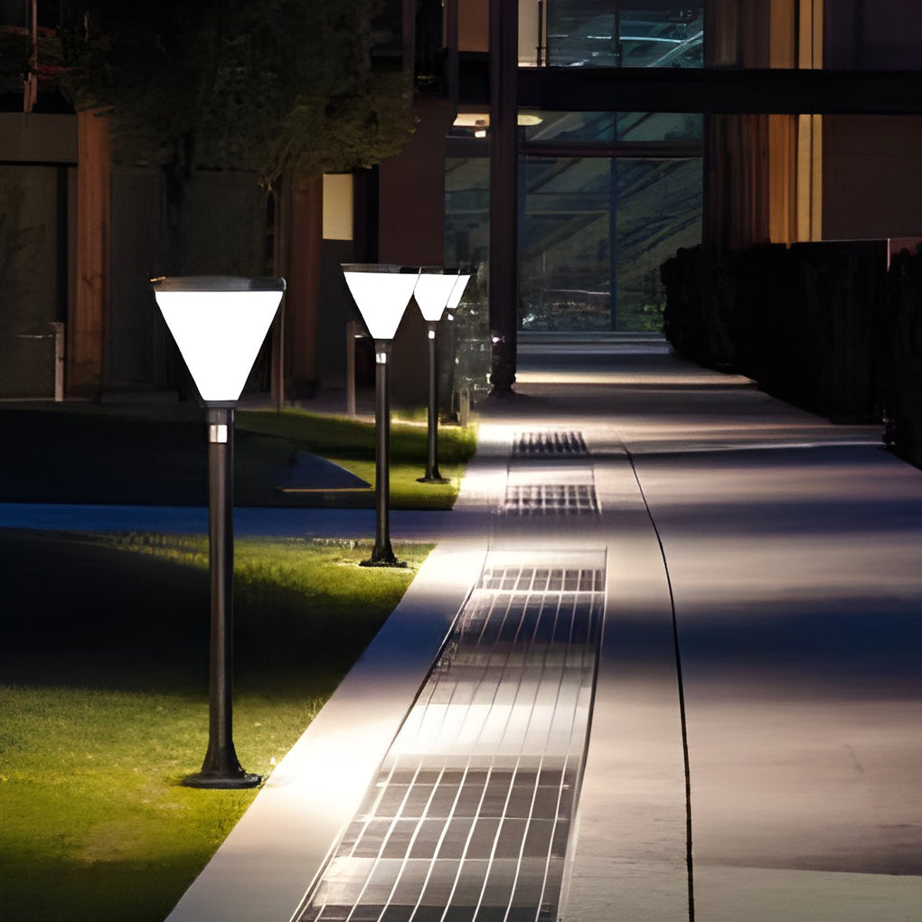 Geometric Waterproof LED Black Modern Solar Powered Pathway Post Lights