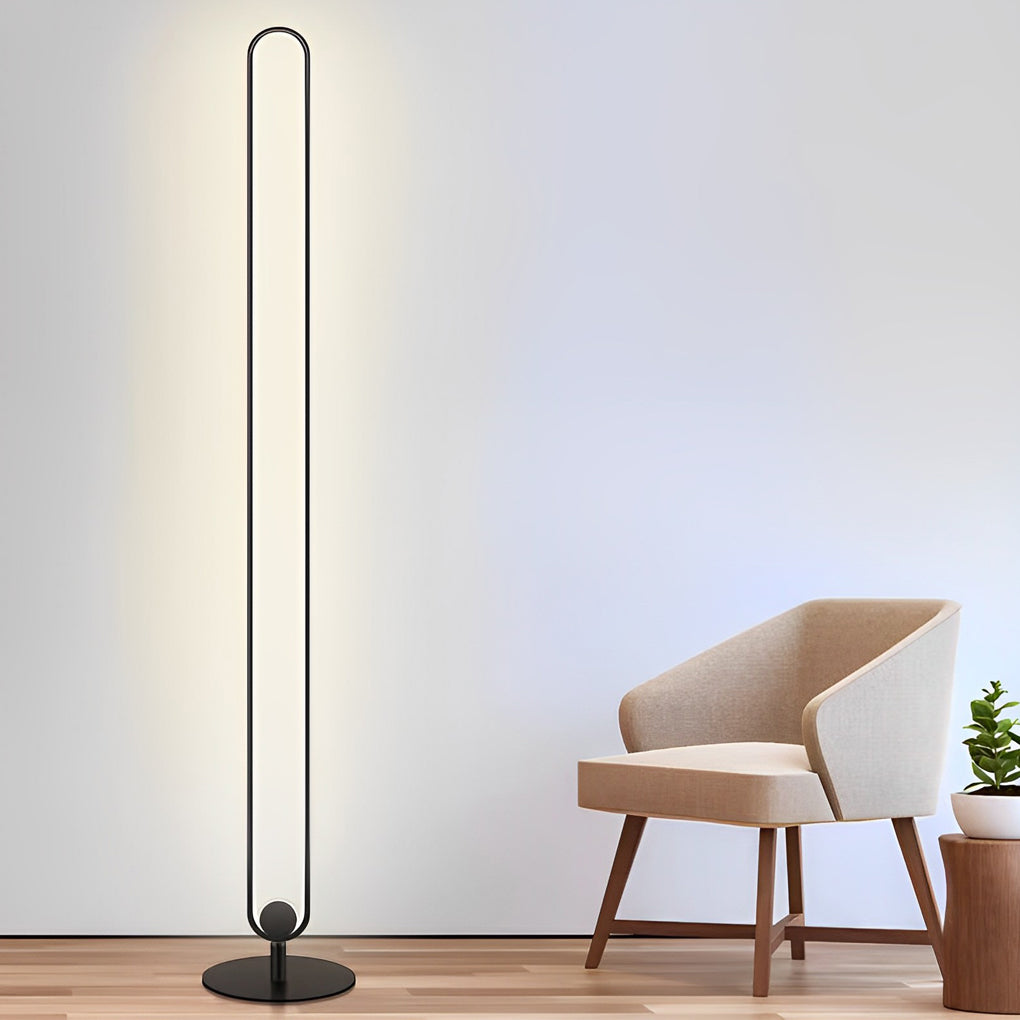 Aluminum Minimalist Strip Oval U-shaped Floor Lamp Integrated LED Standing Lamp