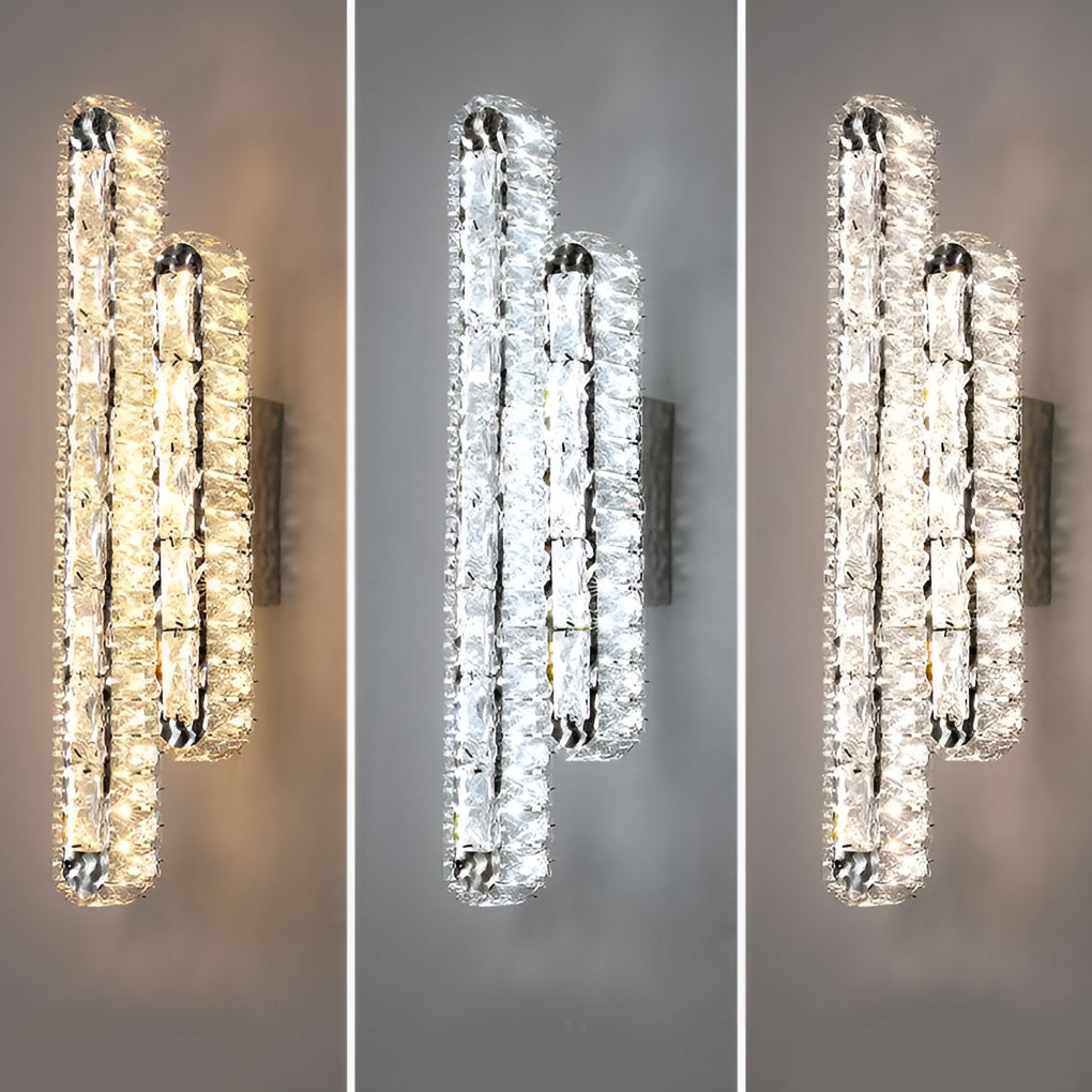 Double Strip Three Step Dimming Light LED Crystal Modern Wall Lamp Wall Sconce Lighting