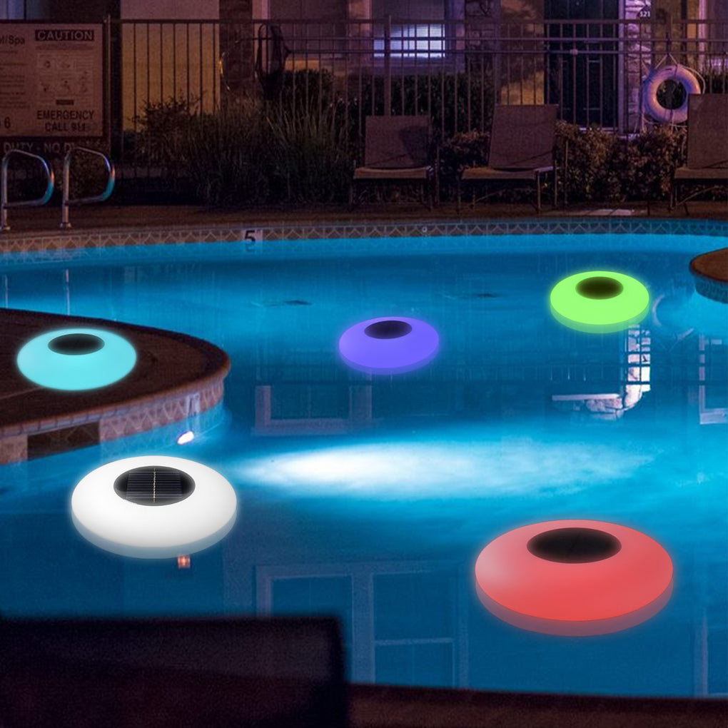 Enchanting RGB Solar Powered Pool Lights Waterproof Outdoor LED Round Lamps