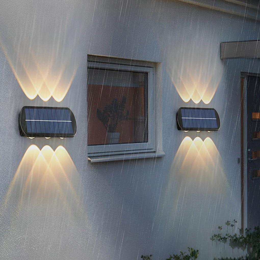 Rectangular Up and Down Lighting LED Waterproof Black Solar Wall Lamp - Dazuma