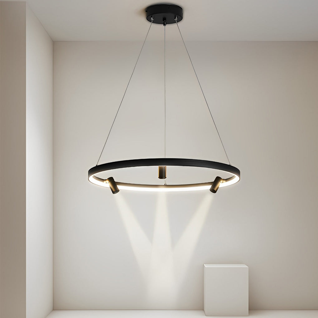 Round Creative LED Chandelier Hanging Lamp with Adjustable Spotlight - Dazuma