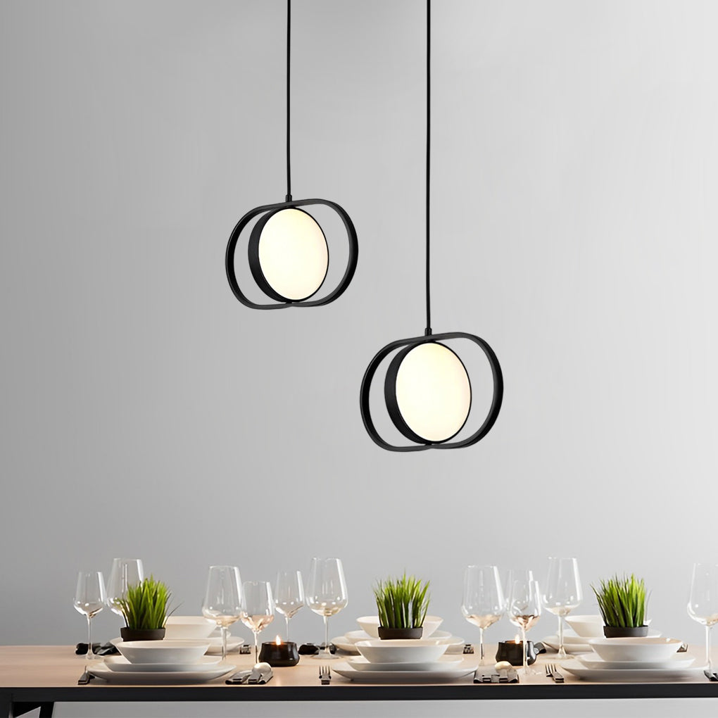 Adjustable Round Three Step Dimming Black Modern LED Pendant Lights - Dazuma