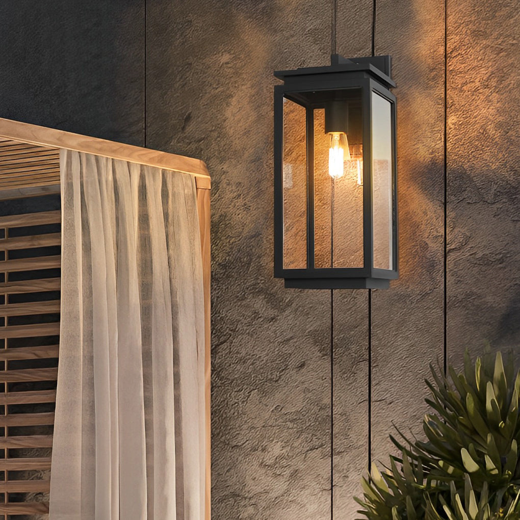 Waterproof Rectangular Glass Black Industrial Outdoor Wall Lamp Exterior Lights