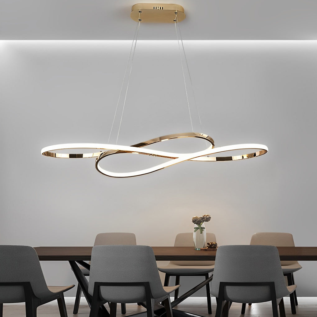 [Open-Box] Wavy Double 8-shaped LED Stepless Dimming Nordic Chandelier Hanging Lamp
