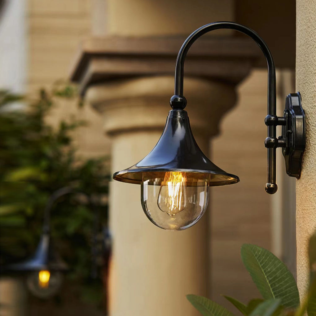 Creative Trumpet Shaped Waterproof LED Black Vintage Outdoor Wall Lamp - Dazuma