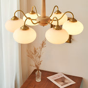 4 Lights 6 Ligths Glass Wood E27 LED Nordic Chandelier Hanging Ceiling Lights - Dazuma