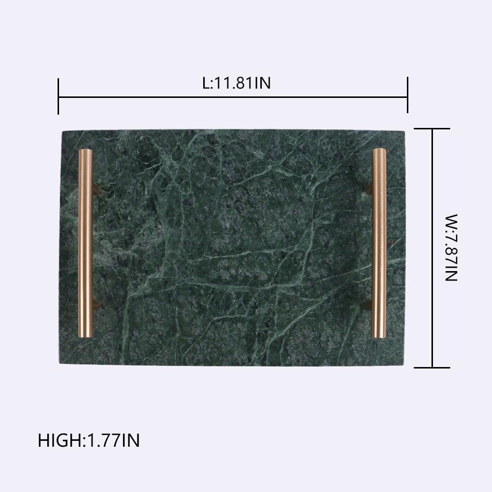 Marble Dinner Tray Serving Tray with Gold Handles Green Rectangle