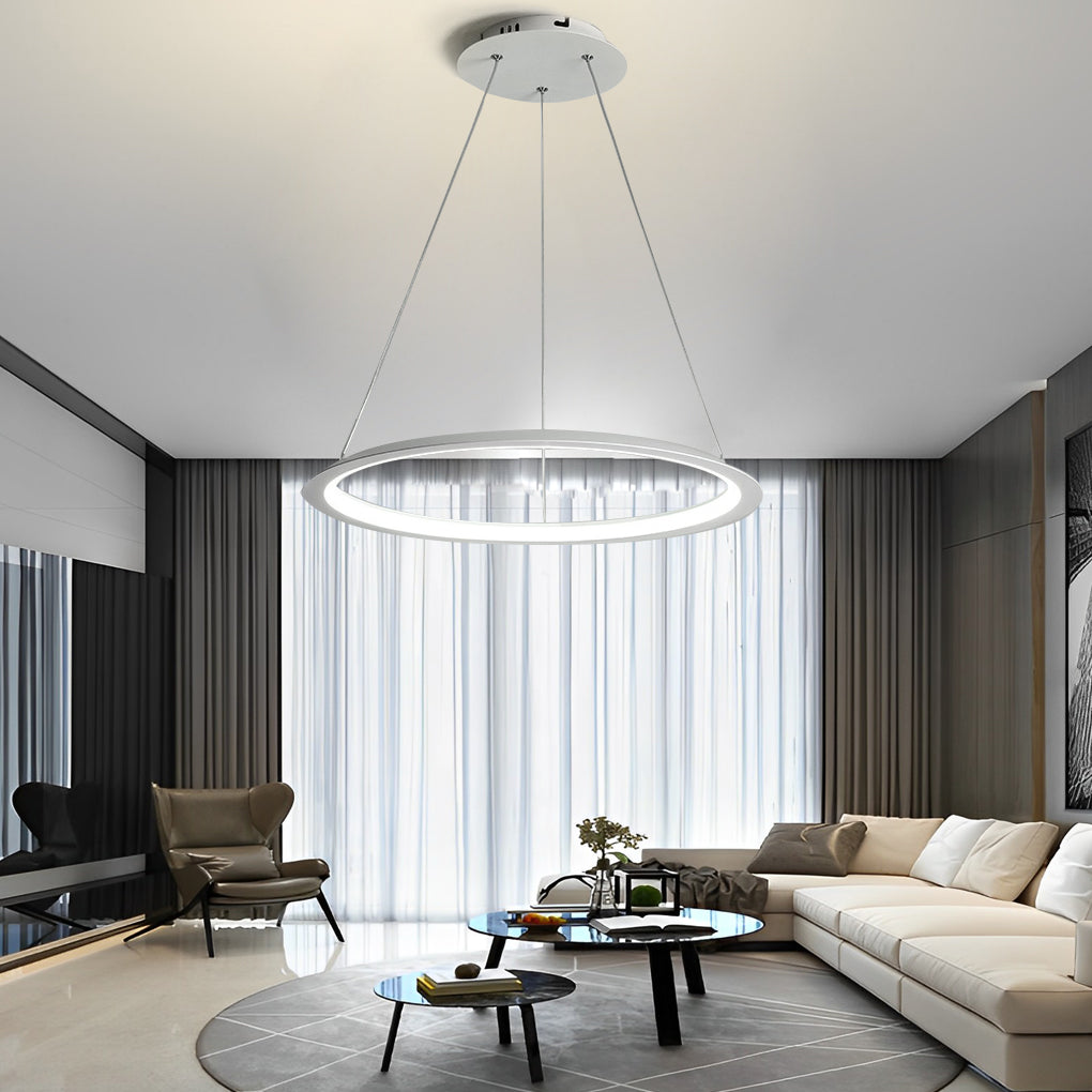 Minimalist Round LED Stepless Dimming Nordic Chandelier Hanging Lamp - Dazuma