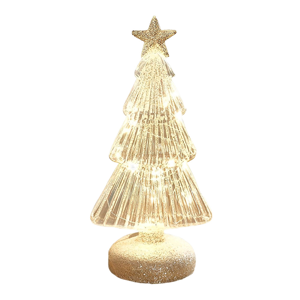 Tower Shaped Glass Decorative Lights Christmas Ornament Home Table Decor