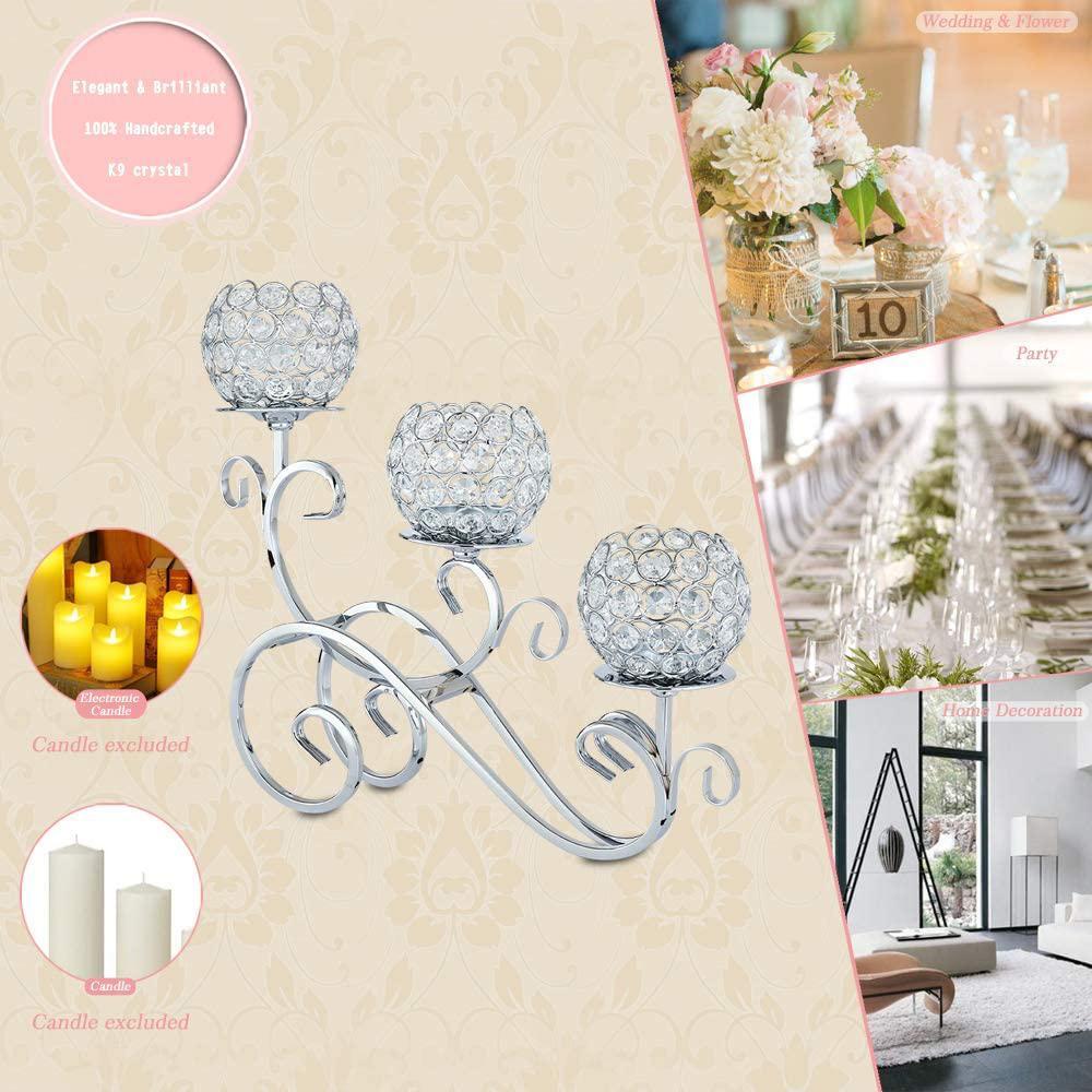 Crystal Fireplace Candle Holder Decorative Candelabra for Home Holiday