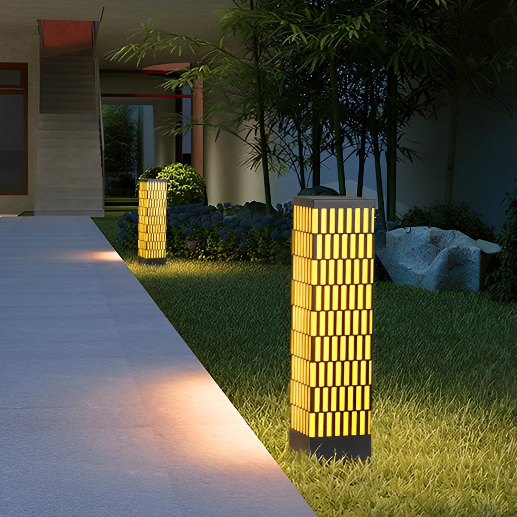 Picture of Grid-Designed LED Black Outdoor Lawn Lamp Modern Waterproof Landscape ...