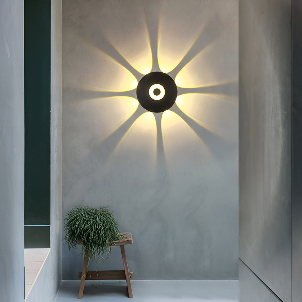 Round Waterproof LED Black Modern Wall Washer Light Wall Sconce Lighting