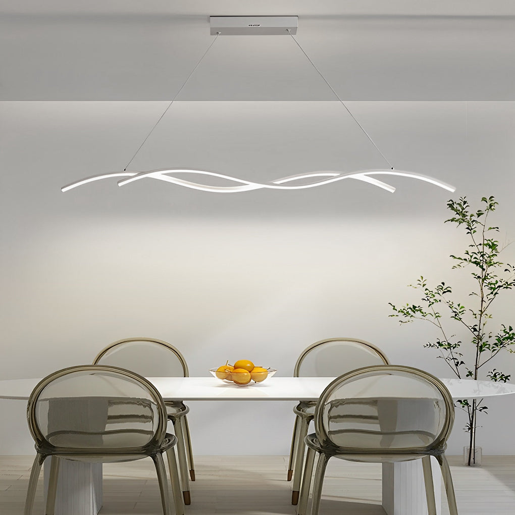 Double Wavy Minimalist LED Creative Modern Chandelier Hanging Ceiling Lamp - Dazuma