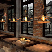 Geometric Creative Iron Rope Lantern Shape Black Rustic Chandelier Pendant Lights - Dazuma